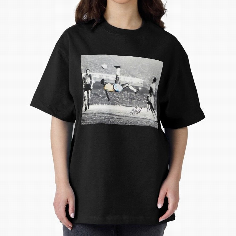Classic Pele Bicycle Kick Legend1 Oversized T-Shirt Back the Journey through Global Football Passion for FIFA World Cup 2026 Group Stage, Centered on CR7, Argentina, France and Brazil, Goal Celebration Energy, Supporter Heritage, Football Icons and