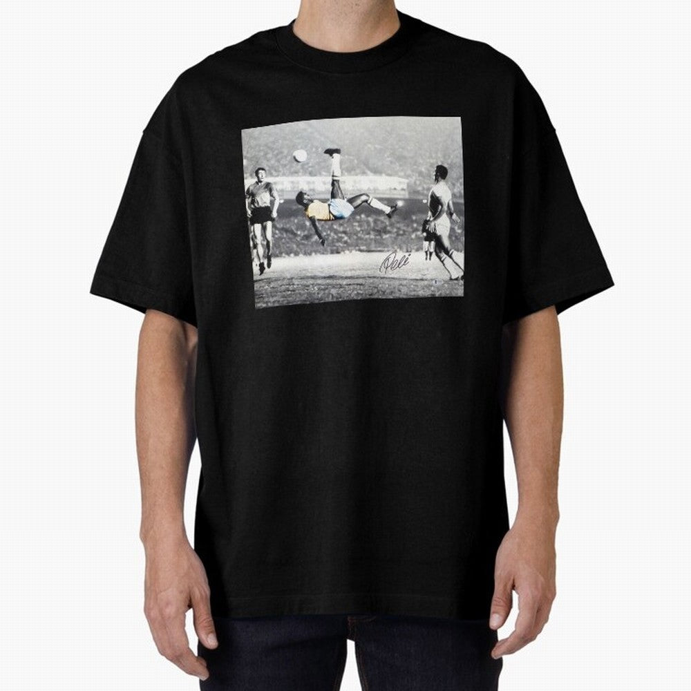 Classic Pele Bicycle Kick Legend1 Oversized T-Shirt Back the Journey through Global Football Passion for FIFA World Cup 2026 Group Stage, Centered on CR7, Argentina, France and Brazil, Goal Celebration Energy, Supporter Heritage, Football Icons and
