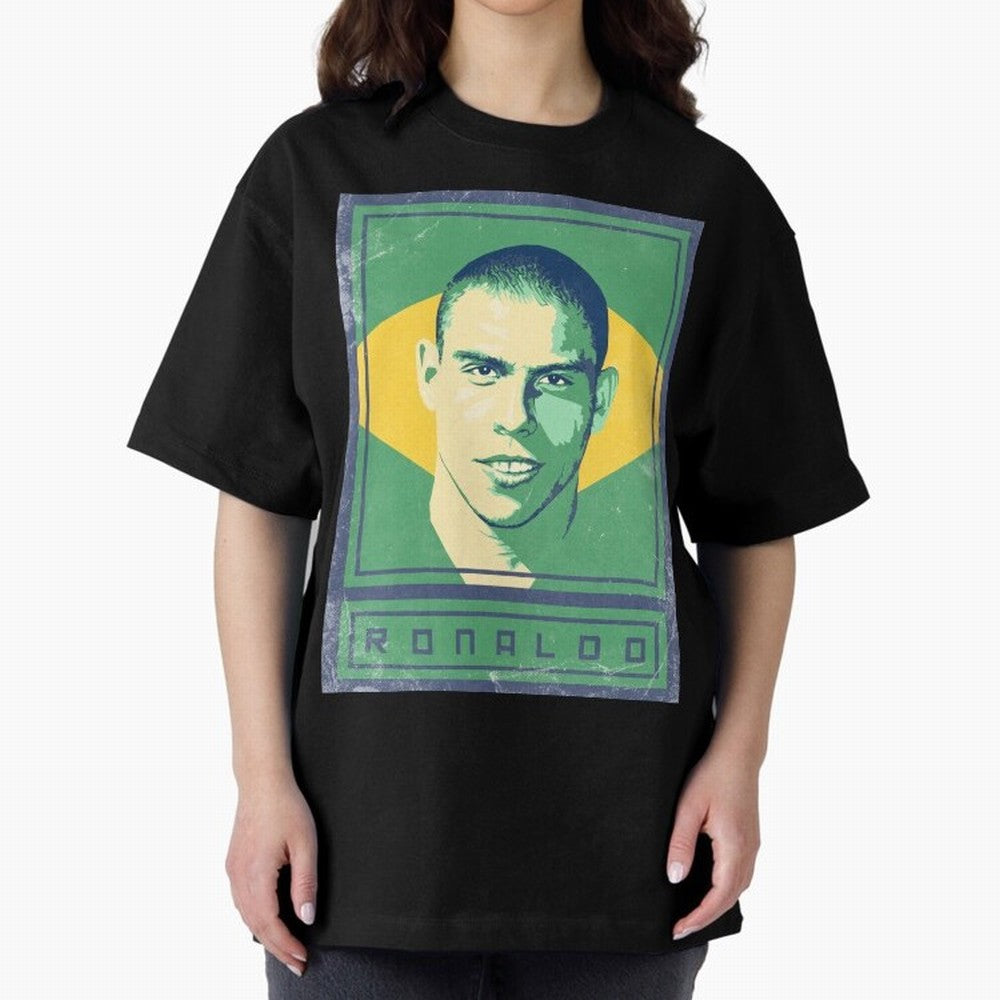 Ronaldo Brasil Oversized T-Shirt Celebrate Soccer Greatness during Match Day Hype around FIFA World Cup 2026, CR7 and Messi, Portugal, Spain and Germany, Vintage Soccer Flavor, Modern Football Stars, National Flags and Final Night Emotion; Made for