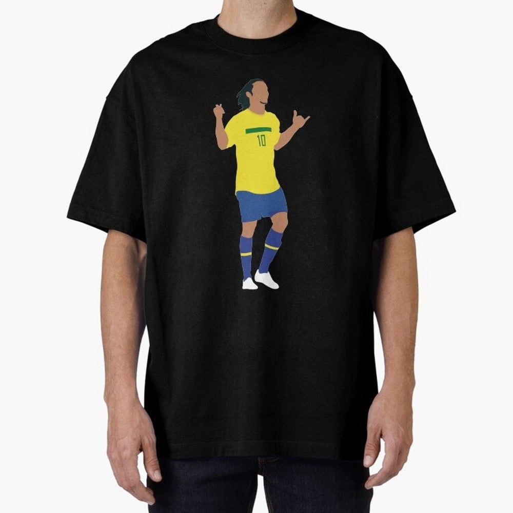 Ronaldinho. Brazil Football. Oversized T-Shirt Celebrate Unforgettable Nights in the FIFA World Cup 2026 Group Stage Journey through Messi, CR7 and Mbappe Highlights, England and Germany Pride, Goal Celebration Energy, Supporter Heritage, Football
