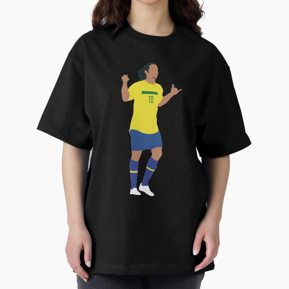 Ronaldinho. Brazil Football. Oversized T-Shirt Celebrate Unforgettable Nights in the FIFA World Cup 2026 Group Stage Journey through Messi, CR7 and Mbappe Highlights, England and Germany Pride, Goal Celebration Energy, Supporter Heritage, Football