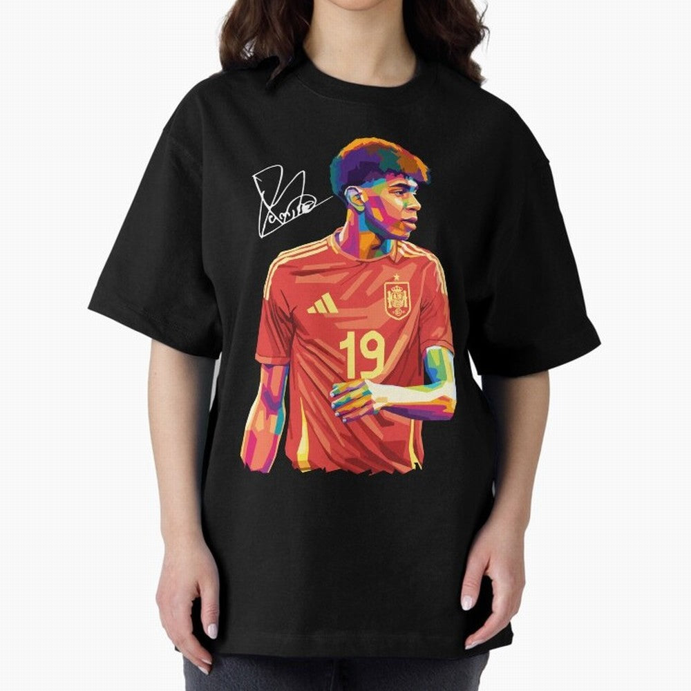 Lamine Yamal Pop Art Oversized T-Shirt Fuel the Hype around FIFA World Cup 2026 USA Canada Mexico for Fans of Messi and Cristiano Ronaldo and Netherlands, Bringing Football Passion, Legendary Performances, Festival Vibes and Supporter Community;