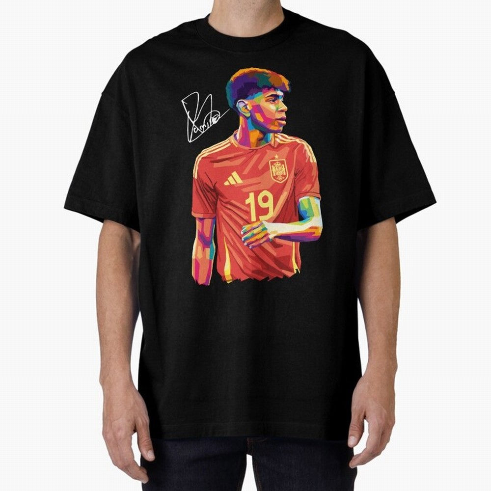 Lamine Yamal Pop Art Oversized T-Shirt Fuel the Hype around FIFA World Cup 2026 USA Canada Mexico for Fans of Messi and Cristiano Ronaldo and Netherlands, Bringing Football Passion, Legendary Performances, Festival Vibes and Supporter Community;