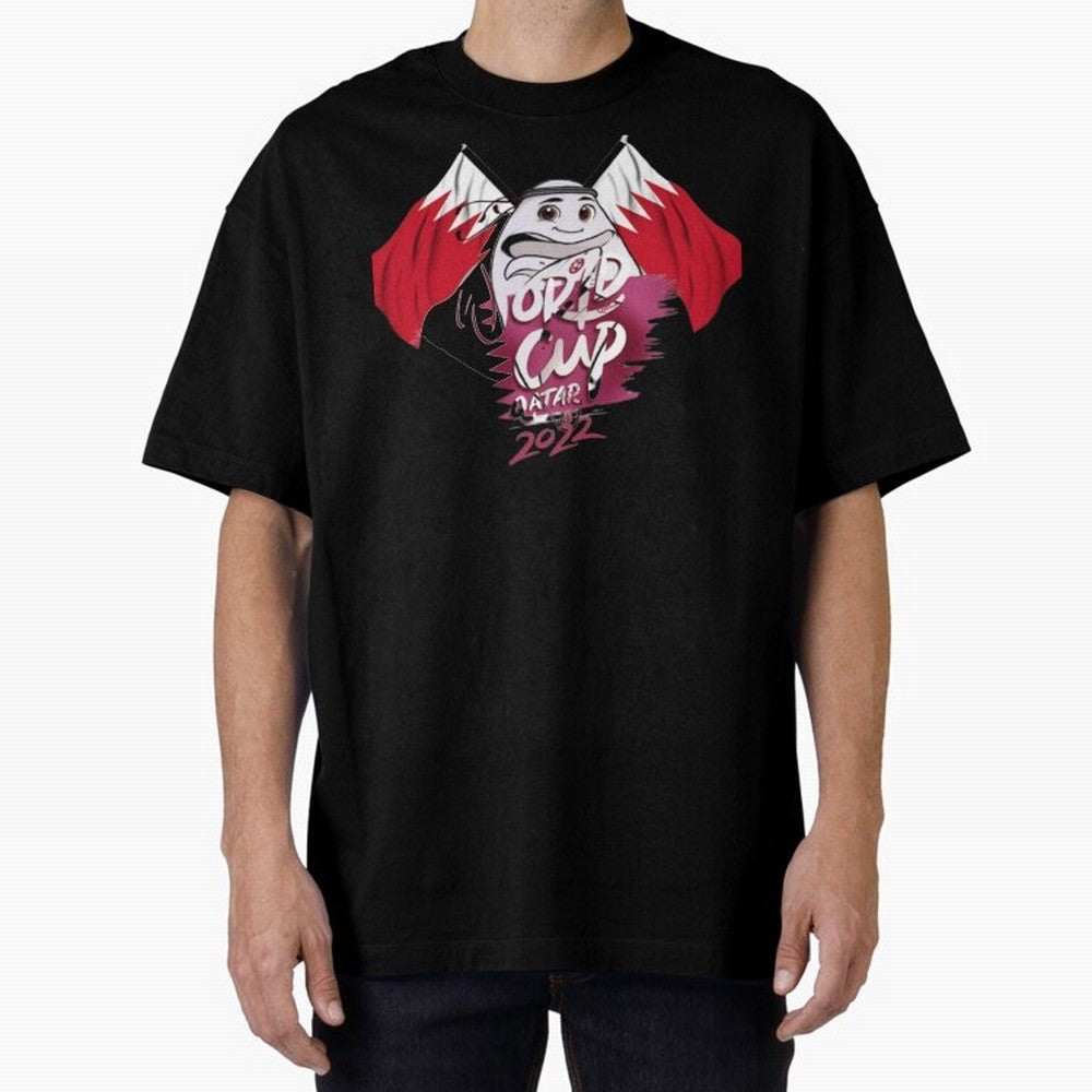 qatar mascot Oversized T-Shirt Live for the Drama of FIFA World Cup 2026 Group Stage Spirit, Filled with England and Germany, CR7, Vintage Soccer Flavor, Modern Football Stars, National Flags and Final Night Emotion; Perfect for Fans, Collectors,