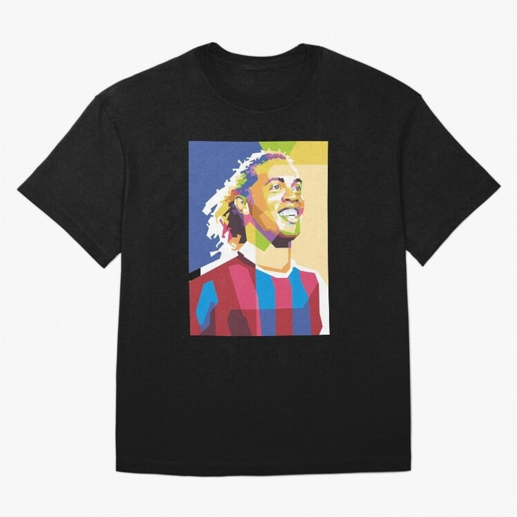 Ronaldinho in Pop Art Portrait Style Oversized T-Shirt Show Your Love for FIFA World Cup 2026 Spirit, Inspired by Brazil, Cristiano Ronaldo, Haaland and CR7, Match Day Excitement, Supporter Culture, Golden Goals and Global Football Passion; Made