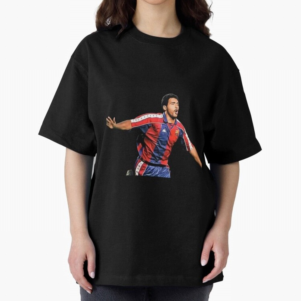 Legends of The Beautiful Game Cartoon Collection Legends Romario Cartoon Artwork162 Oversized T-Shirt Follow the Road to FIFA World Cup 2026 Spirit, Made for Spain and Netherlands, CR7 and Messi, Supporter Pride, Iconic Celebrations, Legendary