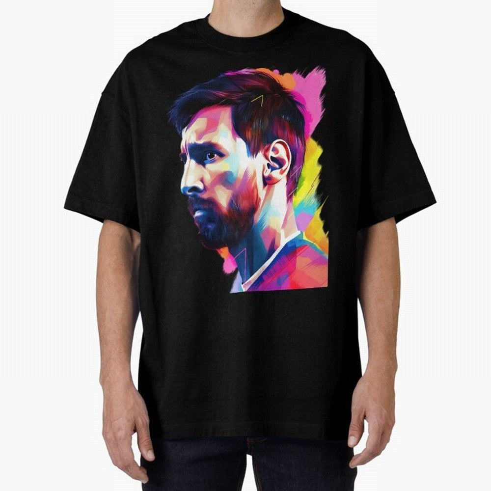 GOAT Messi - illustration Oversized T-Shirt Celebrate the Next Chapter of Global Football Passion for FIFA World Cup 2026 USA Canada Mexico, Built around Messi and Cristiano Ronaldo, Portugal, Spain and Germany, Tournament Hype, Historic Matchups,