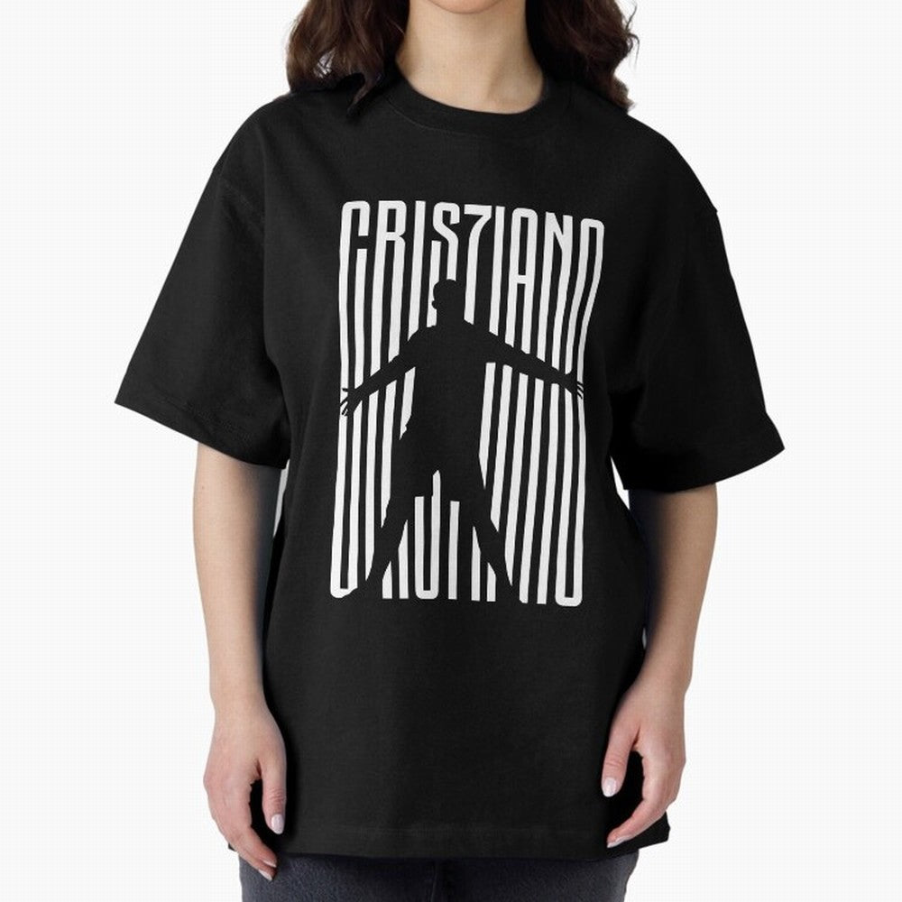 Christiano Ronaldo Icon black Jersey 2023 Oversized T-Shirt Celebrate Soccer Greatness during FIFA World Cup 2026 USA Canada Mexico Connected to Cristiano Ronaldo, Haaland and CR7, Argentina and Brazil Energy, Worldwide Fan Energy, Dramatic Goals,