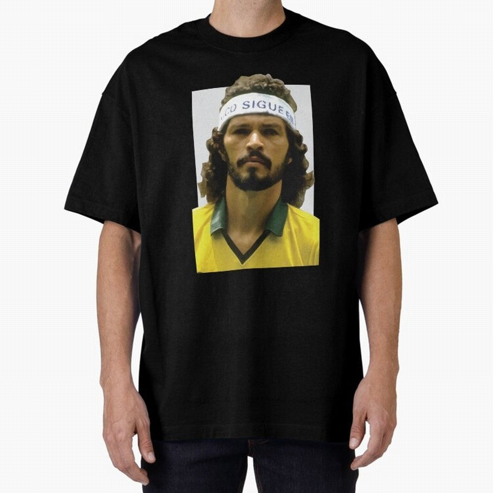 Scrates Football legend Oversized T-Shirt Carry Global Football Passion for FIFA World Cup 2026, Connected to Messi, Brazil, Football Festival Excitement, Trophy Ambitions, Country Rivalries and Star Player Buzz; Perfect for Fans, Collectors,
