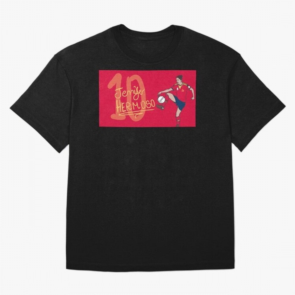 Jennifer Hermoso Oversized T-Shirt Support Global Football Passion for FIFA World Cup 2026 USA Canada Mexico, Highlighting Haaland, Spain and Netherlands, Retro Football Energy, Iconic Rivalries, Trophy Chase Drama and Stadium Atmosphere; Made for