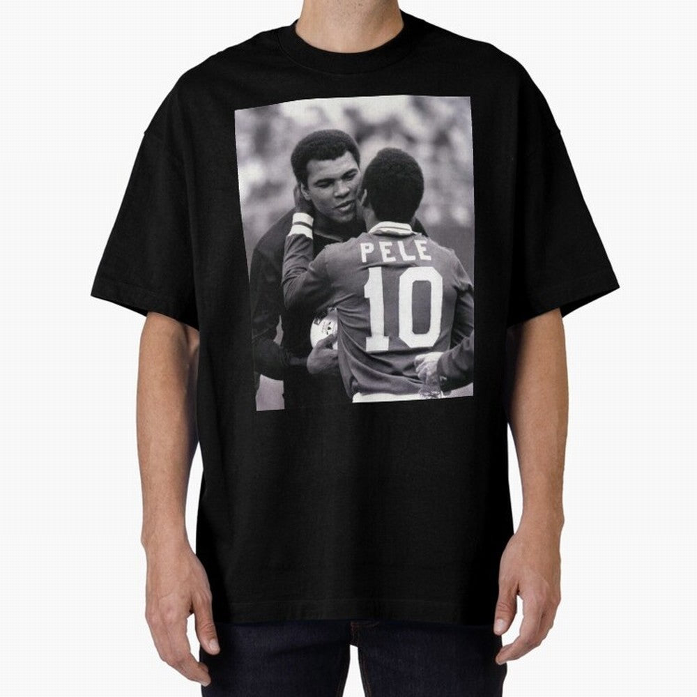 The Boxing Legend Meet The Football Legend Poster Oversized T-Shirt Feel the Heartbeat of Global Football Passion for FIFA World Cup 2026, Made for Messi, CR7 and Mbappe, Netherlands, Supporter Pride, Iconic Celebrations, Legendary Names and Global