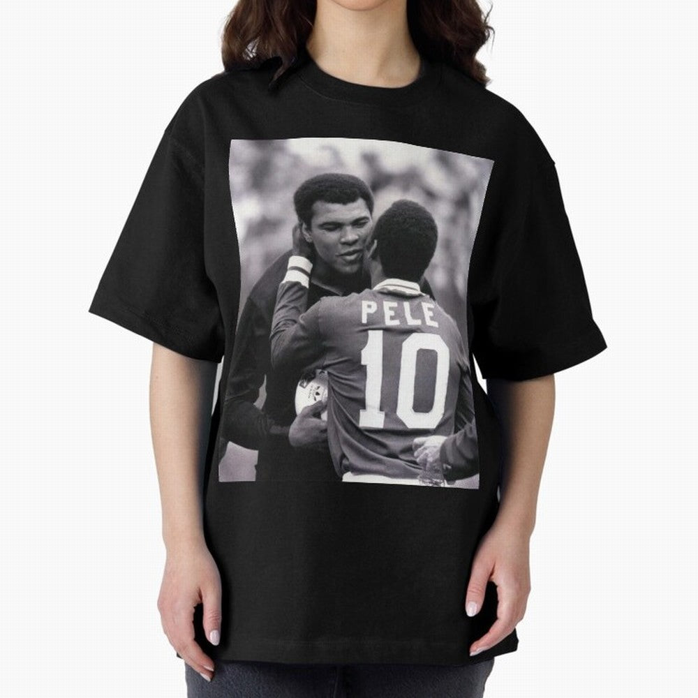 The Boxing Legend Meet The Football Legend Poster Oversized T-Shirt Feel the Heartbeat of Global Football Passion for FIFA World Cup 2026, Made for Messi, CR7 and Mbappe, Netherlands, Supporter Pride, Iconic Celebrations, Legendary Names and Global