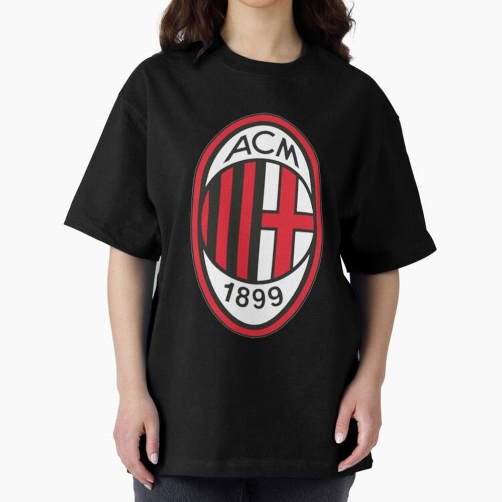 milan black n red Oversized T-Shirt Show Up for the Glory of FIFA World Cup 2026 USA Canada Mexico Spirit, Inspired by Portugal, Haaland, Retro Football Energy, Iconic Rivalries, Trophy Chase Drama and Stadium Atmosphere; Perfect for Supporters Who