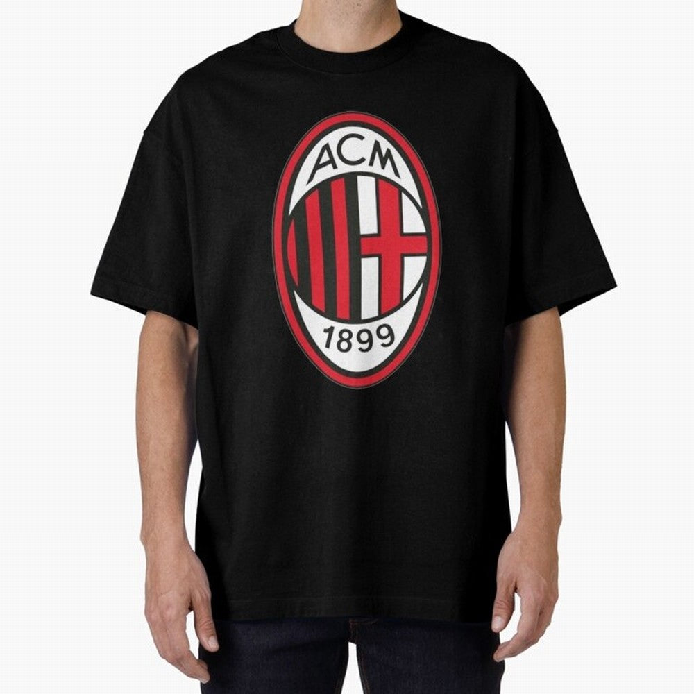milan black n red Oversized T-Shirt Show Up for the Glory of FIFA World Cup 2026 USA Canada Mexico Spirit, Inspired by Portugal, Haaland, Retro Football Energy, Iconic Rivalries, Trophy Chase Drama and Stadium Atmosphere; Perfect for Supporters Who