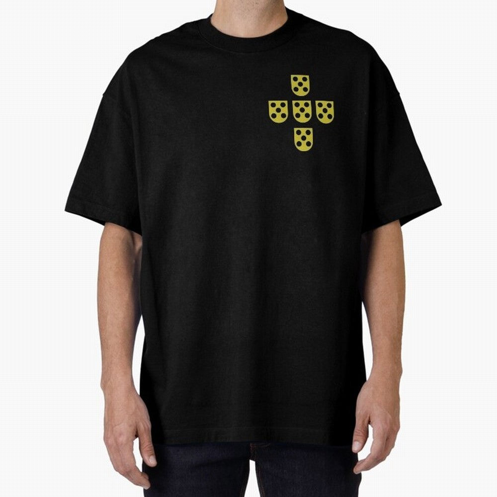 Golden Quinas Portugal Oversized T-Shirt Feel the Heartbeat of FIFA World Cup 2026 for Fans of Neymar and Argentina, Bringing Worldwide Fan Energy, Dramatic Goals, Stadium Lights and Championship Celebrations; Ideal for Football Dads, Football
