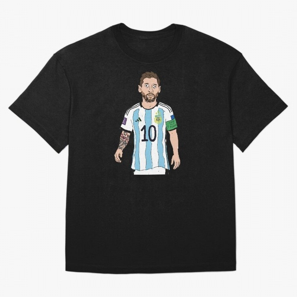 Badly Drawn Messi Classic T-Shirt Show Love for Legendary Goals in FIFA World Cup 2026 USA Canada Mexico for Fans of Messi and Cristiano Ronaldo and Argentina, France and Brazil, Bringing Tournament Hype, Historic Matchups, Family Viewing Parties
