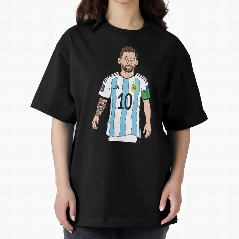 Badly Drawn Messi Classic T-Shirt Show Love for Legendary Goals in FIFA World Cup 2026 USA Canada Mexico for Fans of Messi and Cristiano Ronaldo and Argentina, France and Brazil, Bringing Tournament Hype, Historic Matchups, Family Viewing Parties
