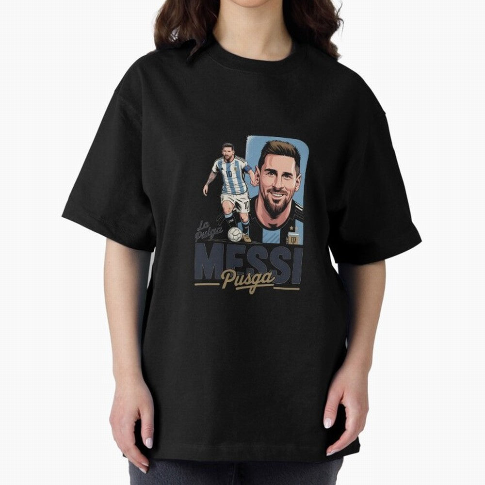 Lionel Messi Argentinian La Pulga Oversized T-Shirt Show Your Love for Global Football Passion for FIFA World Cup 2026, Celebrating Cristiano Ronaldo, Brazil, Portugal and Argentina, Supporter Pride, Iconic Celebrations, Legendary Names and Global