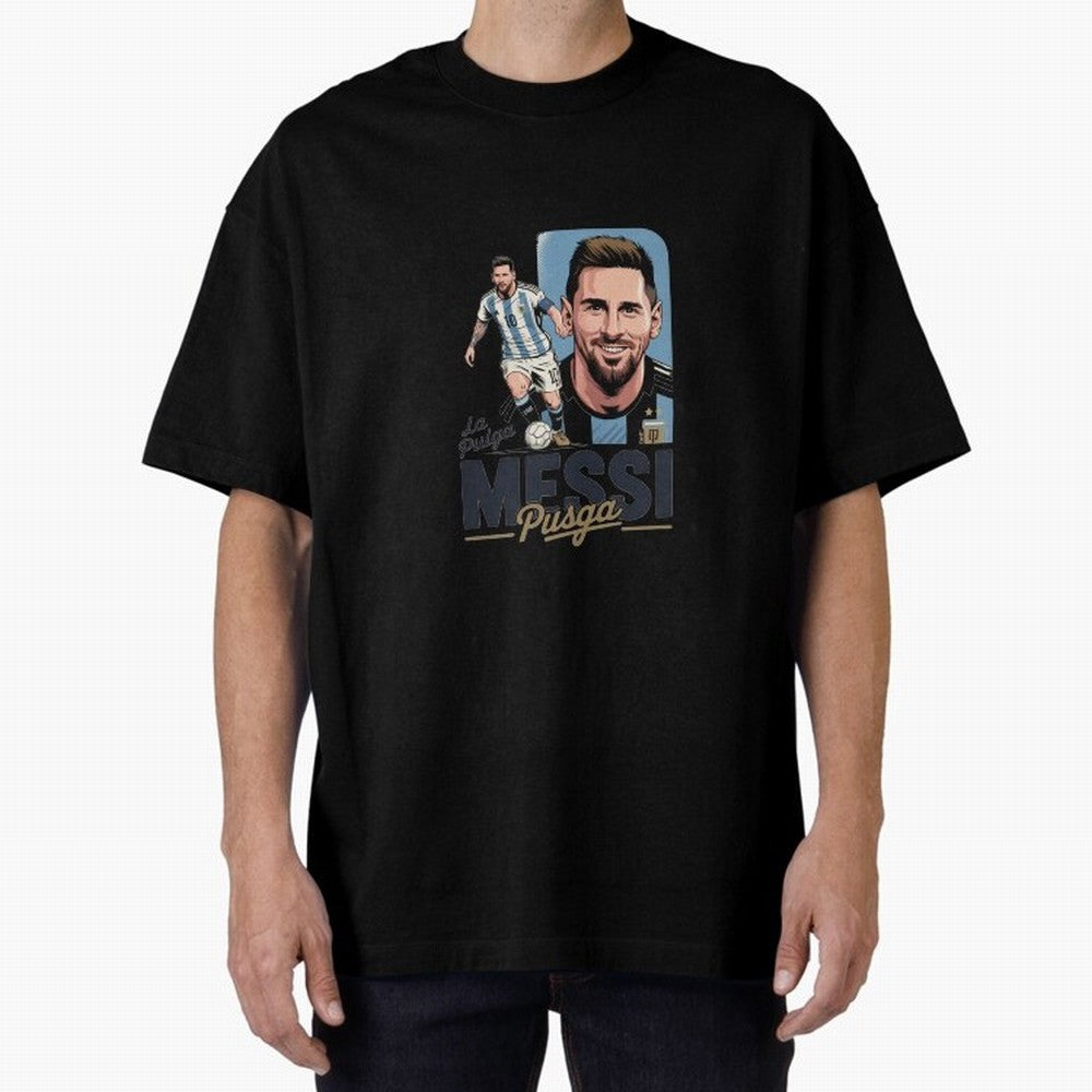 Lionel Messi Argentinian La Pulga Oversized T-Shirt Show Your Love for Global Football Passion for FIFA World Cup 2026, Celebrating Cristiano Ronaldo, Brazil, Portugal and Argentina, Supporter Pride, Iconic Celebrations, Legendary Names and Global