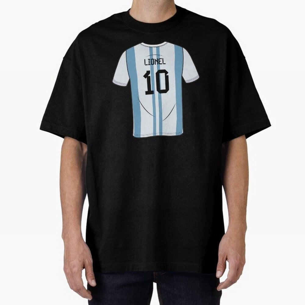 LeoMessi Jersey Illustration 2022 Oversized T-Shirt Keep Football History Alive during FIFA World Cup 2026 Group Stage Connected to Cristiano Ronaldo, Haaland and CR7, England and Germany Energy, Football Passion, Legendary Performances, Festival