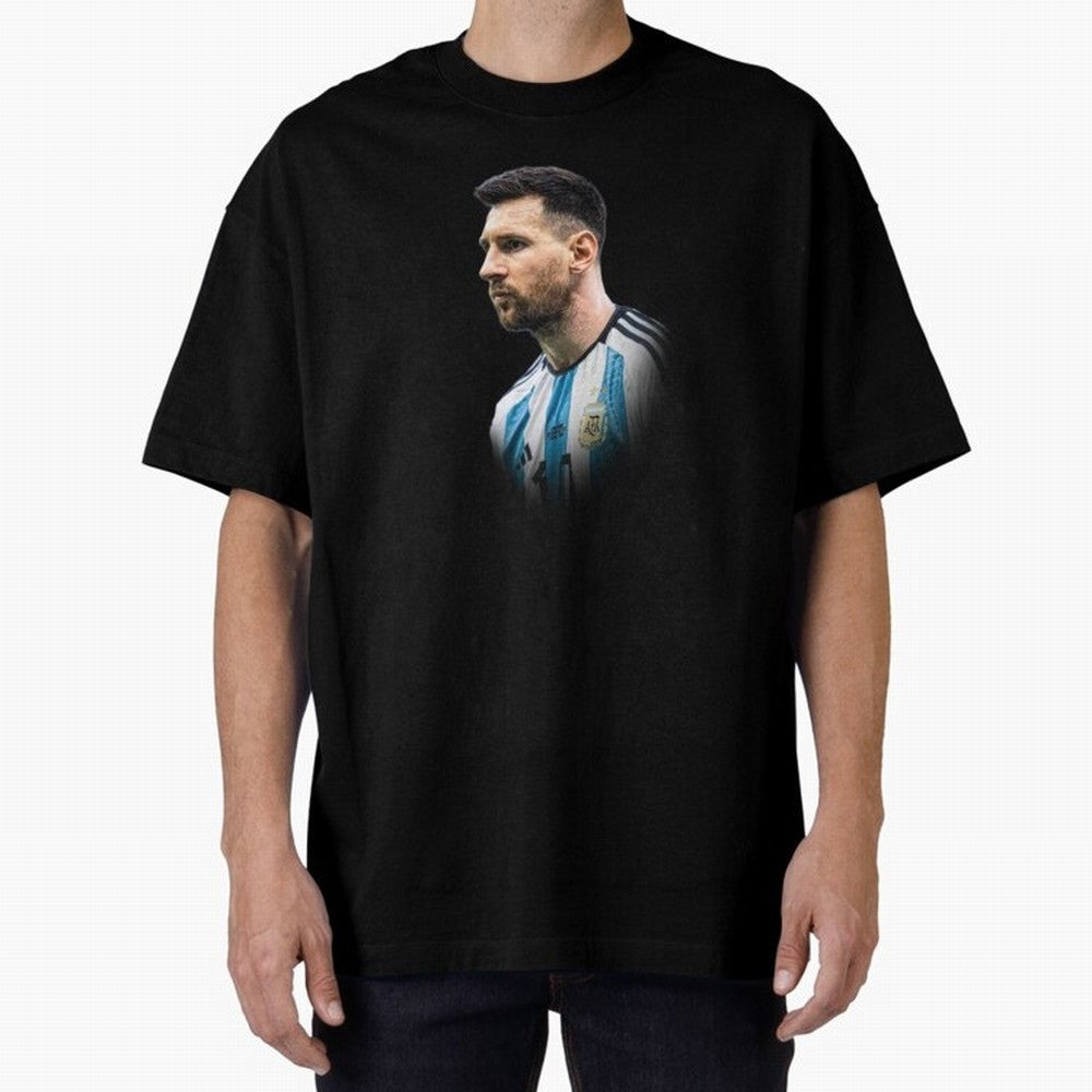 Lionel Messi Oversized T-Shirt Follow the Final Road of FIFA World Cup 2026 USA Canada Mexico Highlighting Mbappe and Neymar, England Energy, Goal Celebration Energy, Supporter Heritage, Football Icons and Worldwide Tournament Joy; Ideal for