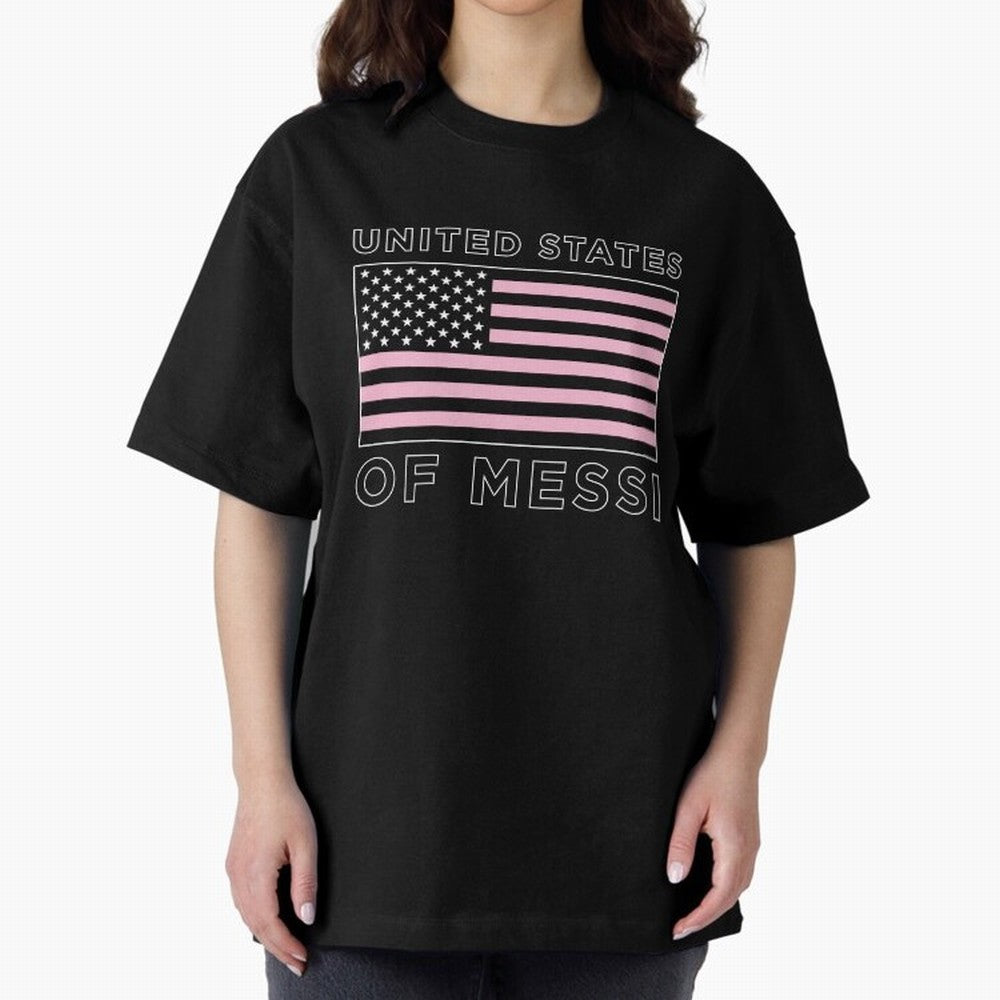 United States of Messi Oversized T-Shirt Celebrate the Biggest Stage of FIFA World Cup 2026 Group Stage for Fans of Messi and Portugal, Bringing Soccer Culture, Superstar Moments, National Team Dreams and Competitive Fire; Perfect for People Who