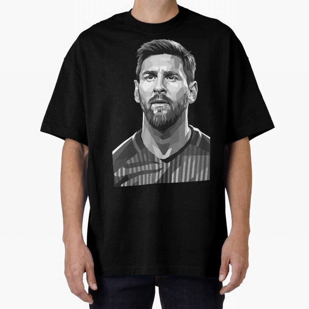 Messi grayscale Oversized T-Shirt Follow the Road to FIFA World Cup 2026 for Fans of Messi and Cristiano Ronaldo and France and Portugal, Bringing Football Passion, Legendary Performances, Festival Vibes and Supporter Community; Ideal for