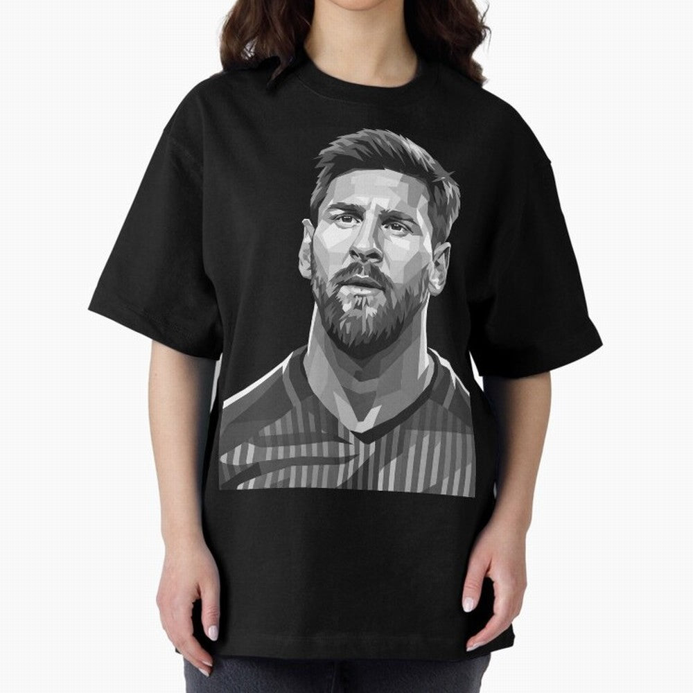 Messi grayscale Oversized T-Shirt Follow the Road to FIFA World Cup 2026 for Fans of Messi and Cristiano Ronaldo and France and Portugal, Bringing Football Passion, Legendary Performances, Festival Vibes and Supporter Community; Ideal for