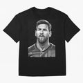 Messi grayscale Oversized T-Shirt Follow the Road to FIFA World Cup 2026 for Fans of Messi and Cristiano Ronaldo and France and Portugal, Bringing Football Passion, Legendary Performances, Festival Vibes and Supporter Community; Ideal for