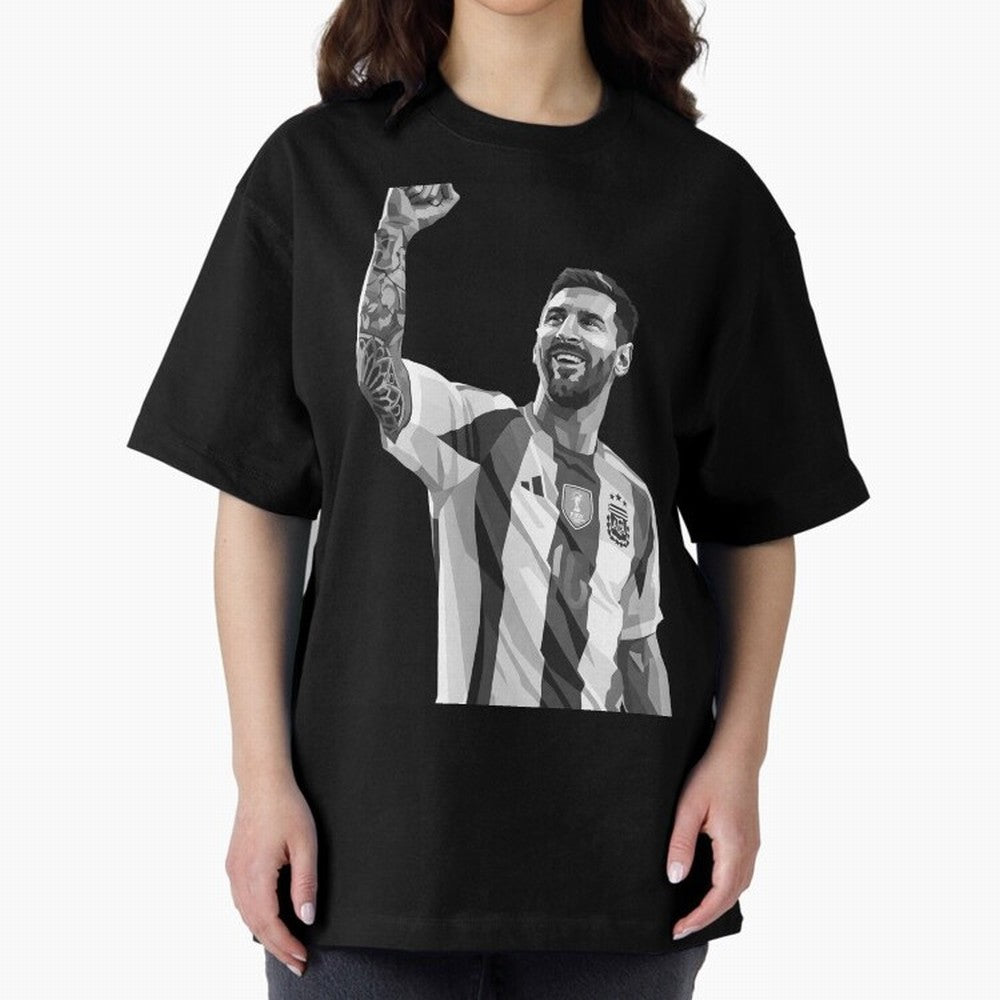 Messi grayscale Oversized T-Shirt Join Match Day Hype around FIFA World Cup 2026 USA Canada Mexico, Cristiano Ronaldo, Spain and Netherlands, Stadium Chants, National Pride, Trophy Dreams and Unforgettable Football Memories; Perfect for Supporters