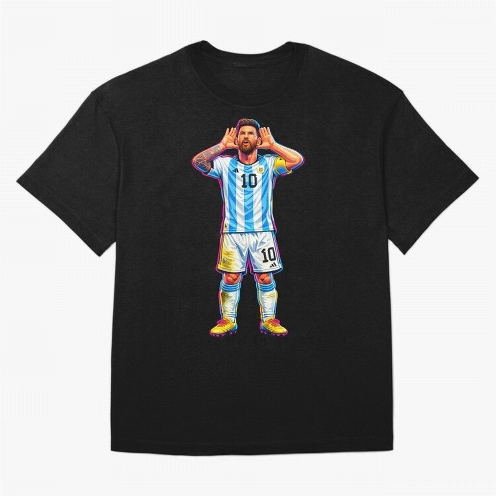 Messi Celebration Classic T-Shirt Celebrate the Magic of FIFA World Cup 2026 USA Canada Mexico for Fans of Messi, Neymar and Mbappe and Argentina, France and Brazil, Bringing Vintage Soccer Flavor, Modern Football Stars, National Flags and Final