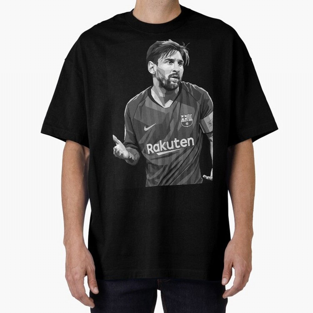 Messi grayscale Oversized T-Shirt Bring Champion Energy into FIFA World Cup 2026 Group Stage Spirit, Capturing France and Portugal, Messi, Neymar and Mbappe, Sports Nostalgia, International Competition, Famous Players and Unforgettable Victories;