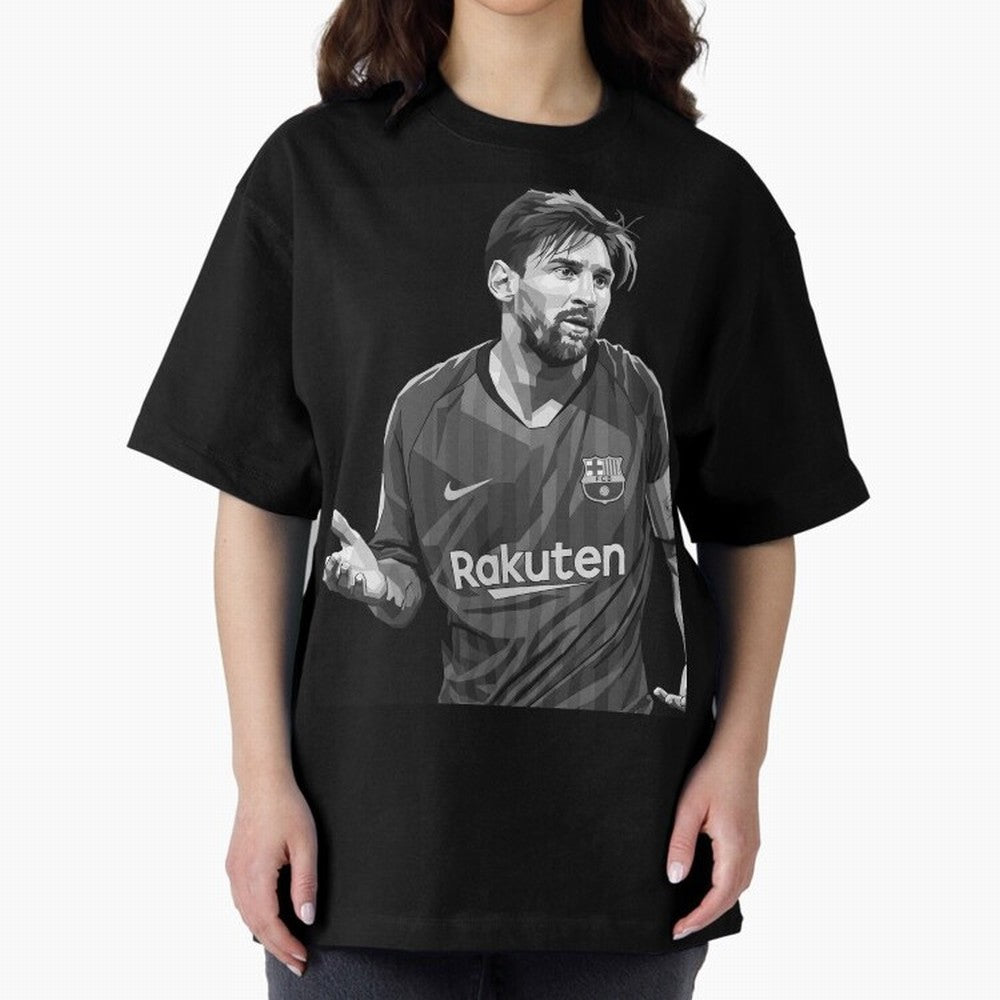 Messi grayscale Oversized T-Shirt Bring Champion Energy into FIFA World Cup 2026 Group Stage Spirit, Capturing France and Portugal, Messi, Neymar and Mbappe, Sports Nostalgia, International Competition, Famous Players and Unforgettable Victories;