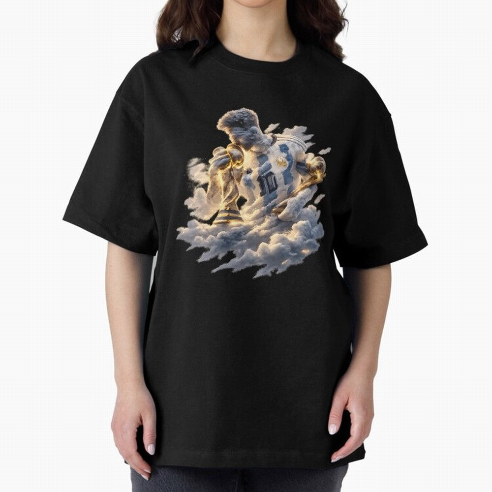Lionel Messi ¨C Divine Number 10 Oversized T-Shirt Show Match Day Excitement for Match Day Hype around FIFA World Cup 2026 Group Stage, Messi, Neymar and Mbappe, Brazil, Portugal and Argentina, Sports Nostalgia, International Competition, Famous