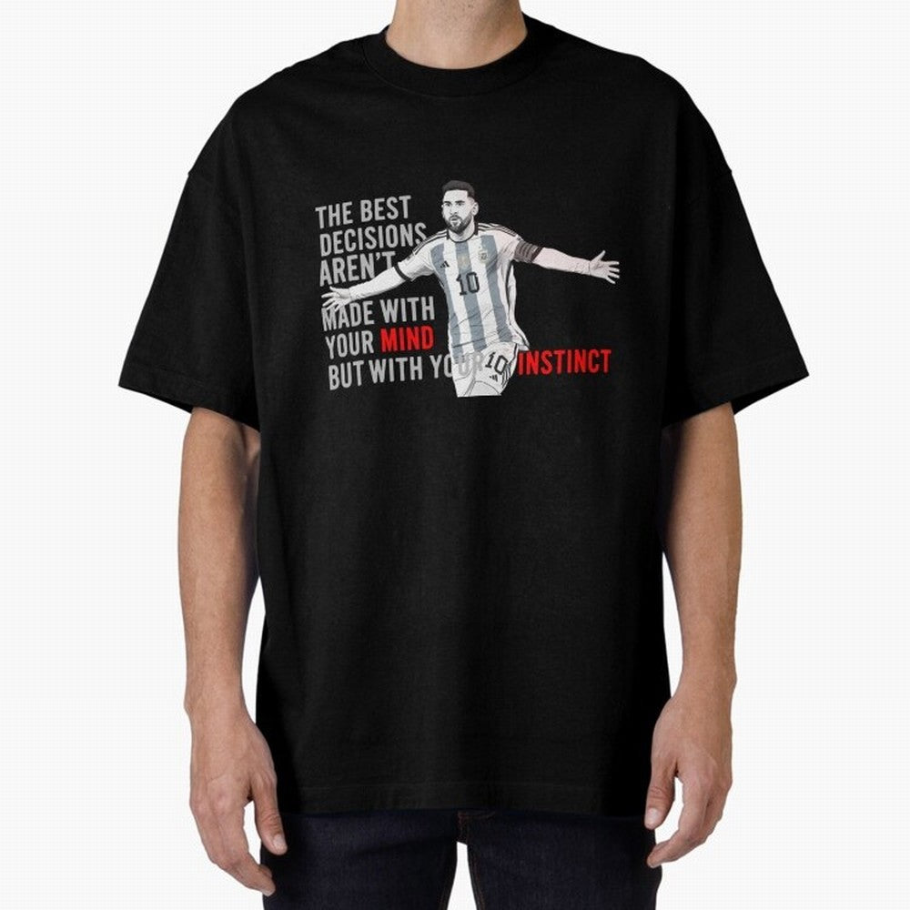 Messi Instinct Oversized T-Shirt Celebrate Football Heritage in FIFA World Cup 2026 USA Canada Mexico Made for Messi, Argentina and Brazil Energy, Sports Nostalgia, International Competition, Famous Players and Unforgettable Victories; Created for