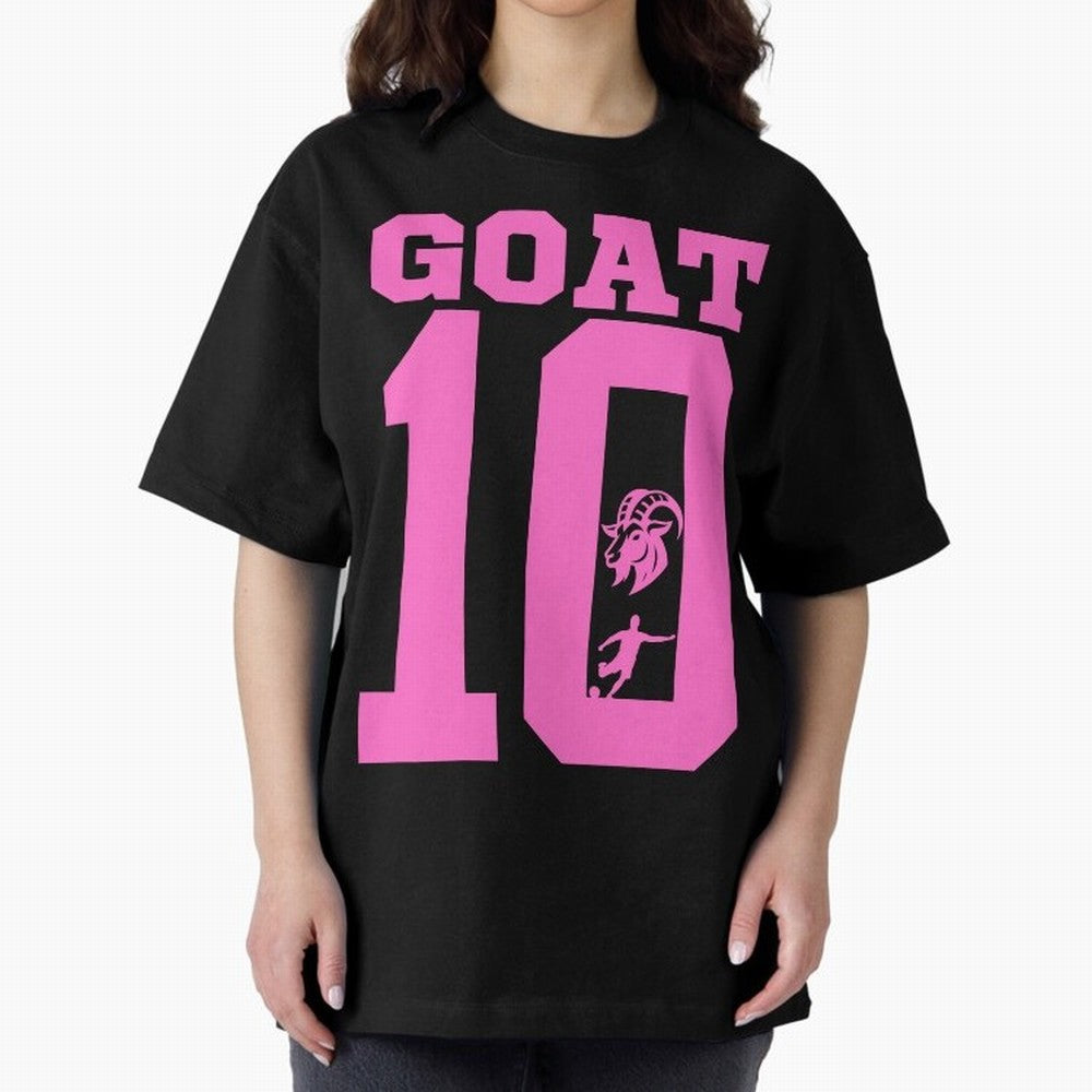 Miami Champions The Goat 10 Oversized T-Shirt Honor Football Greatness during Global Football Passion for FIFA World Cup 2026 USA Canada Mexico, Inspired by Cristiano Ronaldo, Haaland and CR7, Portugal, Football Festival Excitement, Trophy
