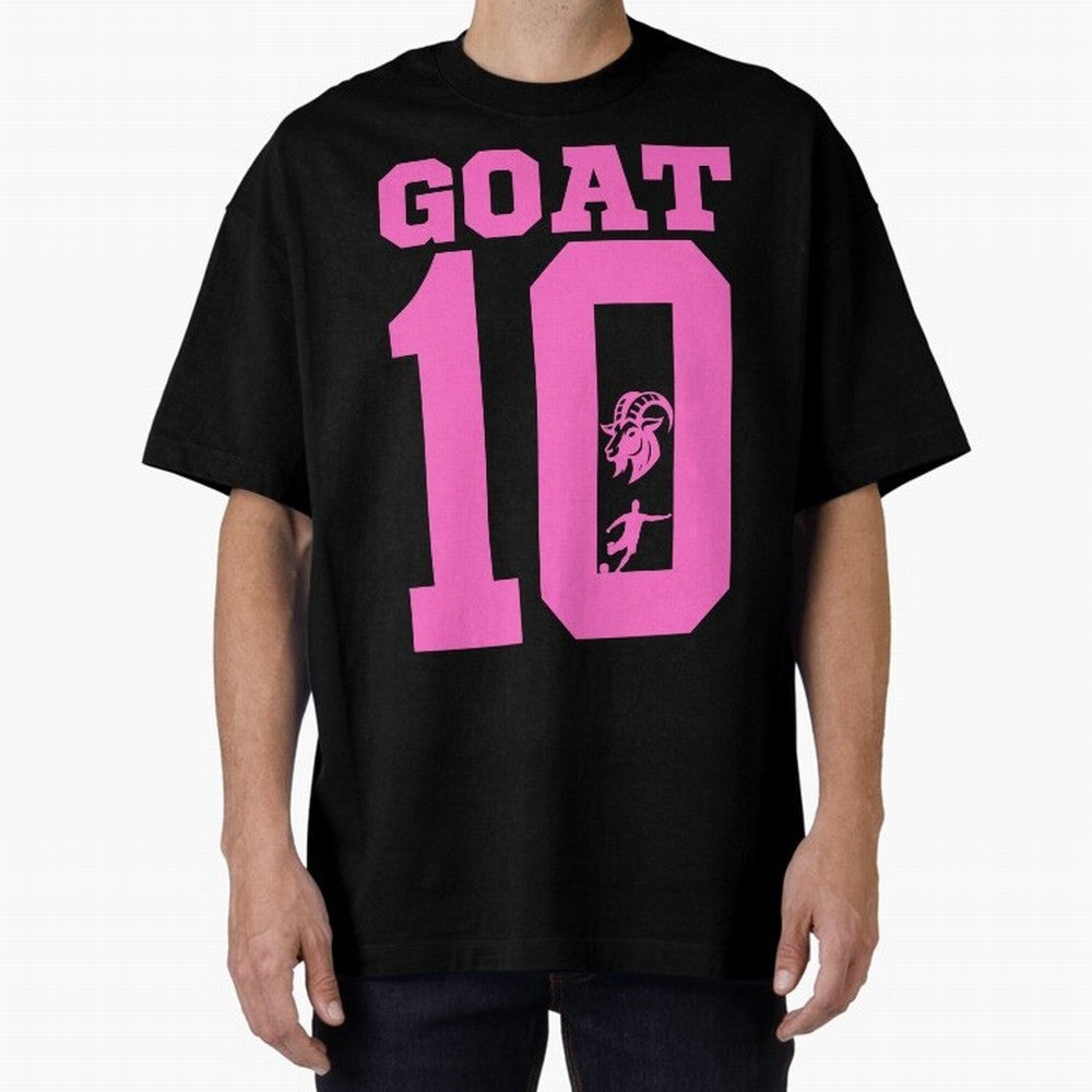 Miami Champions The Goat 10 Oversized T-Shirt Honor Football Greatness during Global Football Passion for FIFA World Cup 2026 USA Canada Mexico, Inspired by Cristiano Ronaldo, Haaland and CR7, Portugal, Football Festival Excitement, Trophy