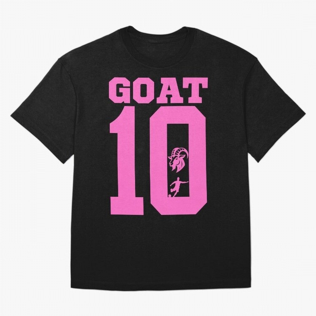Miami Champions The Goat 10 Oversized T-Shirt Honor Football Greatness during Global Football Passion for FIFA World Cup 2026 USA Canada Mexico, Inspired by Cristiano Ronaldo, Haaland and CR7, Portugal, Football Festival Excitement, Trophy