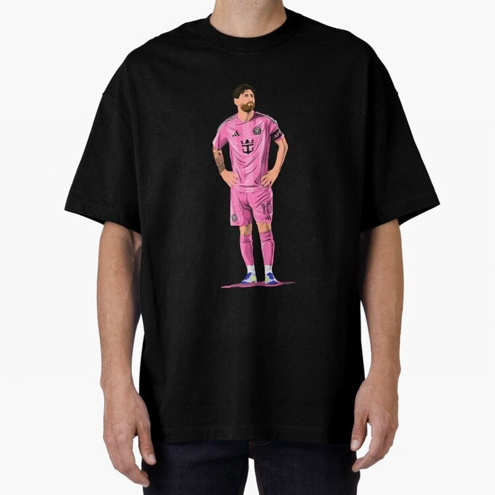 Lionel Messi Vector Oversized T-Shirt Celebrate Football Heritage in FIFA World Cup 2026 USA Canada Mexico for Fans of Neymar, Haaland and Cristiano Ronaldo and Brazil, Bringing Soccer Culture, Superstar Moments, National Team Dreams and