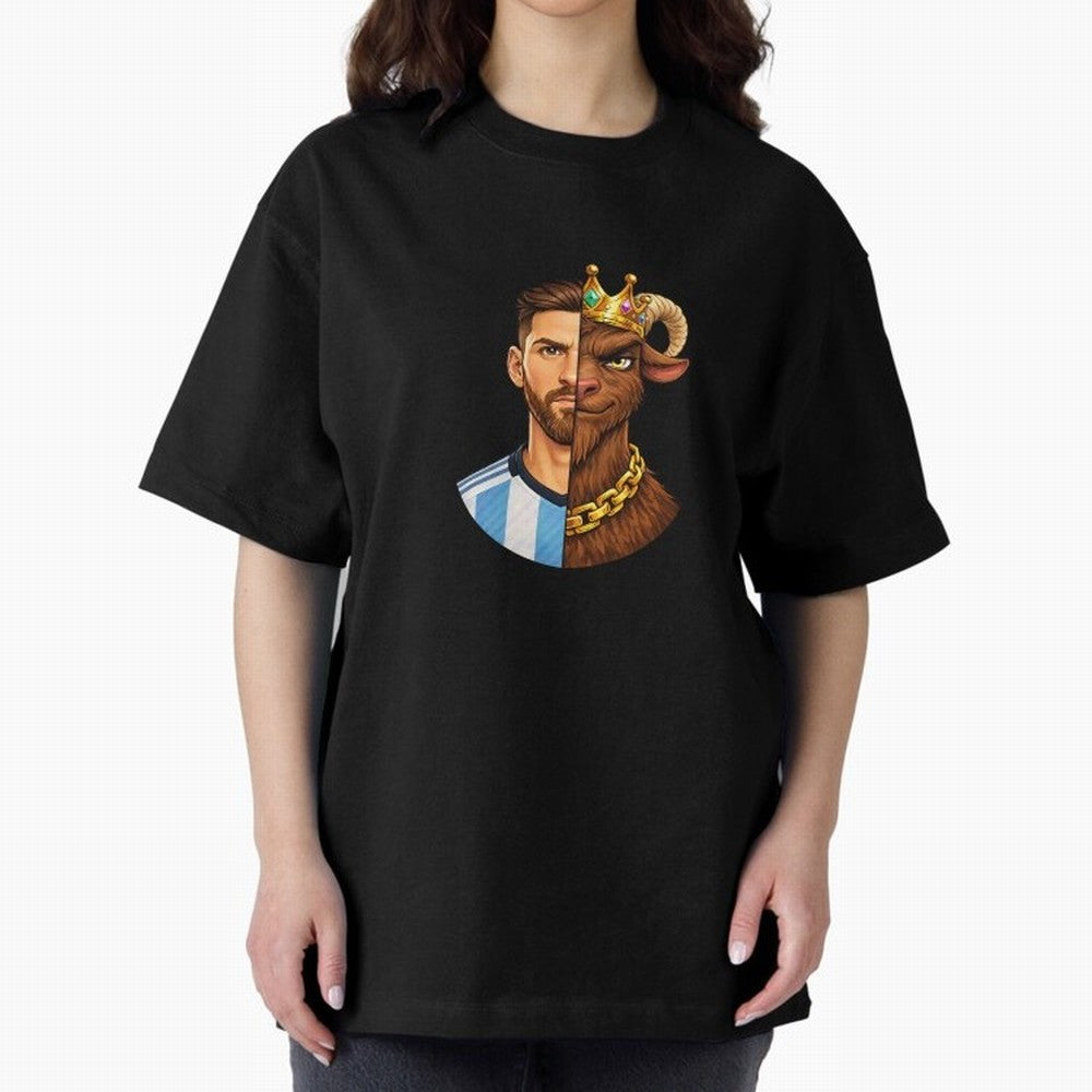 Half Man Half GOAT - Lionel Messi Oversized T-Shirt Bring Champion Energy into the FIFA World Cup 2026 USA Canada Mexico Journey through Mbappe Highlights, France Pride, Football Festival Excitement, Trophy Ambitions, Country Rivalries and Star