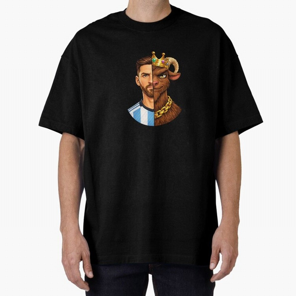 Half Man Half GOAT - Lionel Messi Oversized T-Shirt Bring Champion Energy into the FIFA World Cup 2026 USA Canada Mexico Journey through Mbappe Highlights, France Pride, Football Festival Excitement, Trophy Ambitions, Country Rivalries and Star