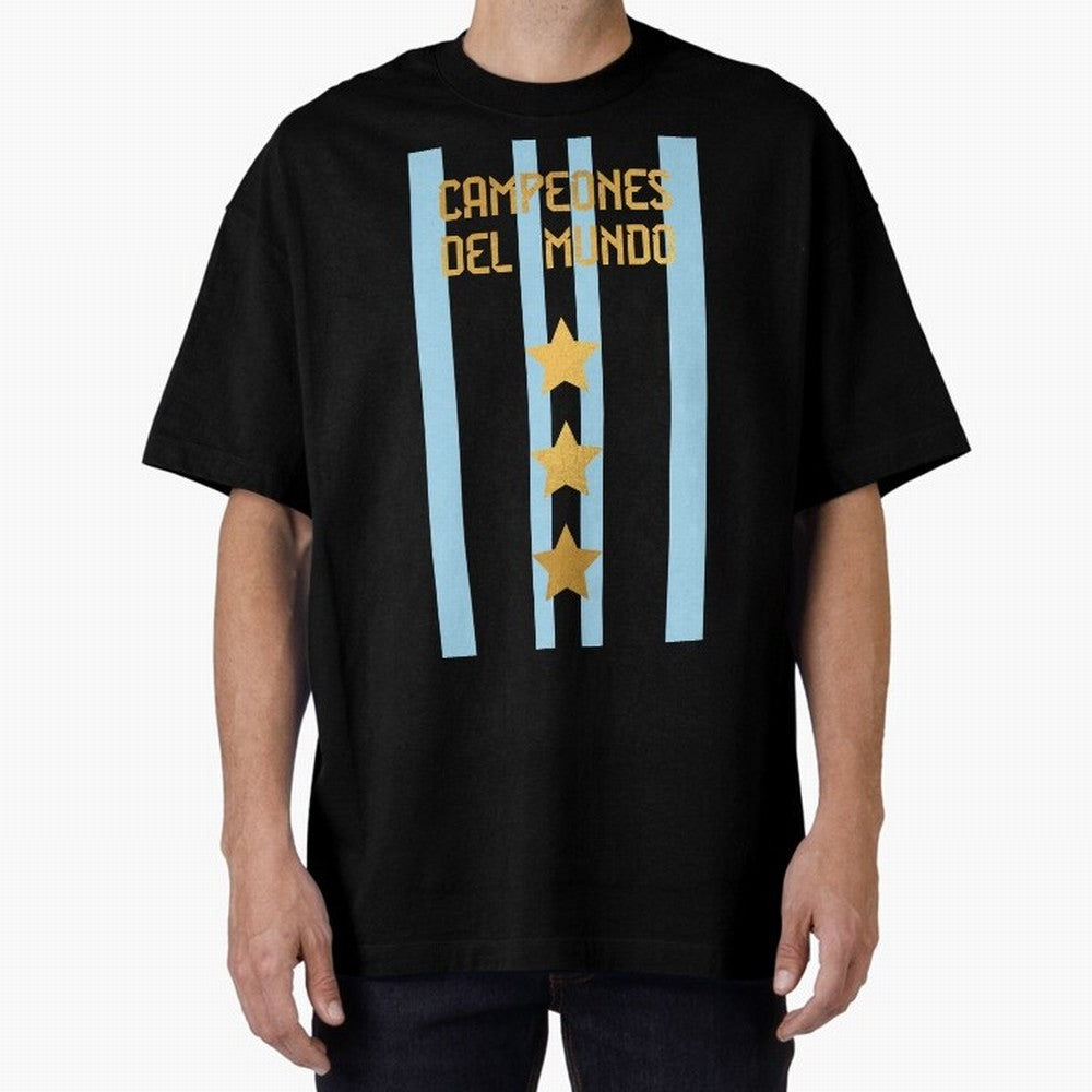 Argentina Jersey 3 Stars World Champions Classic T-Shirt Honor Champions and Dreams in Global Football Passion for FIFA World Cup 2026, Centered on Haaland and Mbappe, Brazil, Championship Spirit, Famous Goals, Roaring Crowds and International