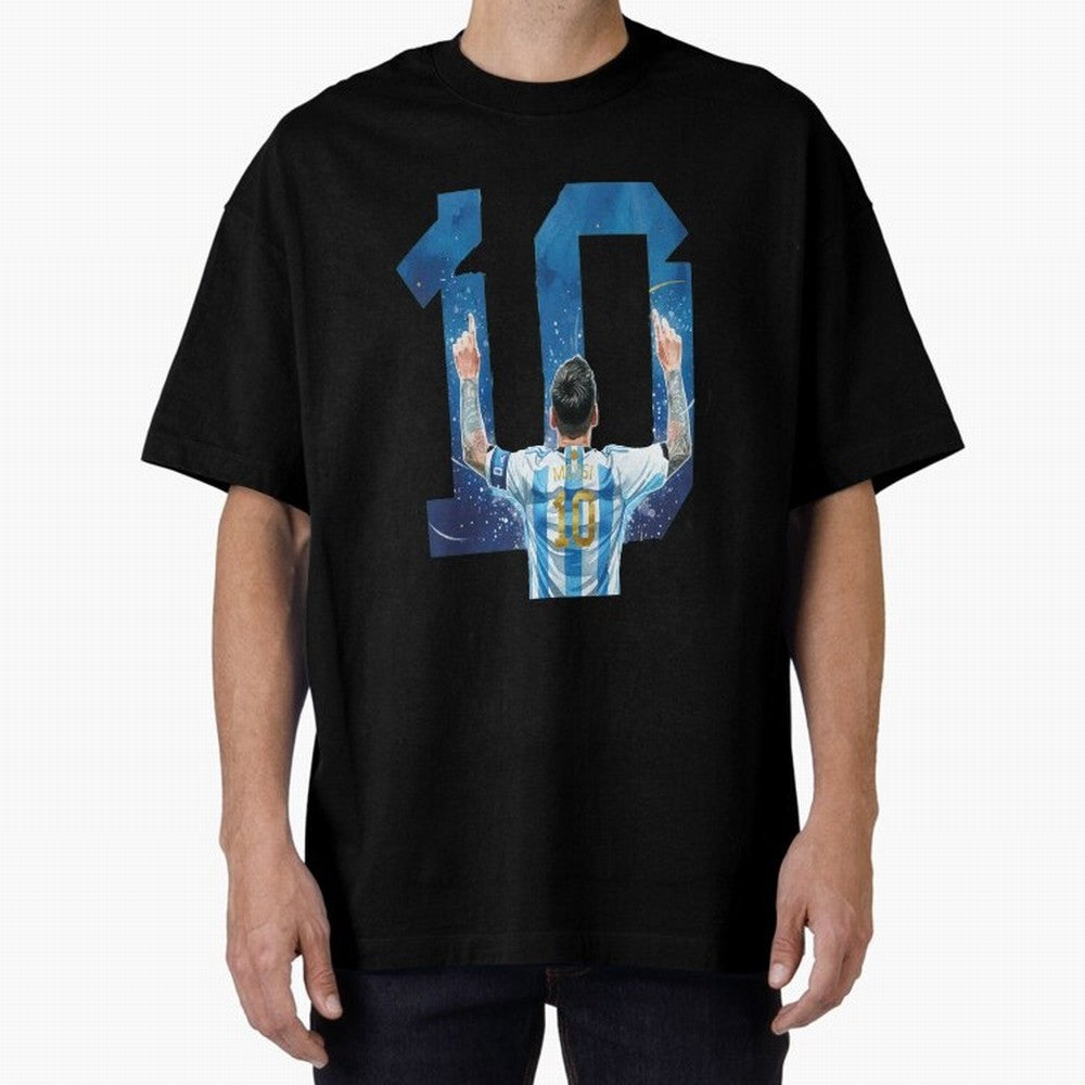 Messi 10 Argentina Oversized T-Shirt Celebrate the Biggest Stage of the FIFA World Cup 2026 Group Stage Journey through Messi and Cristiano Ronaldo Highlights, Spain Pride, Champion Mindset, Group Stage Buzz, Knockout Tension and Passionate Fan