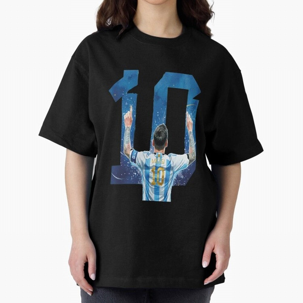 Messi 10 Argentina Oversized T-Shirt Celebrate the Biggest Stage of the FIFA World Cup 2026 Group Stage Journey through Messi and Cristiano Ronaldo Highlights, Spain Pride, Champion Mindset, Group Stage Buzz, Knockout Tension and Passionate Fan