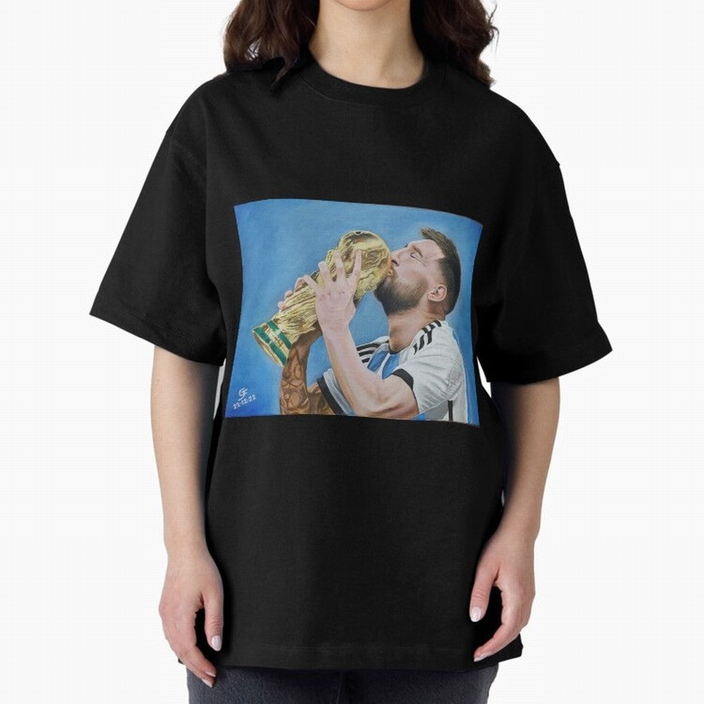 Lionel Messi Oversized T-Shirt Show Passion for the Stars of Global Football Passion for FIFA World Cup 2026, Connected to Messi, Brazil, Championship Spirit, Famous Goals, Roaring Crowds and International Football Unity; Built for Supporters