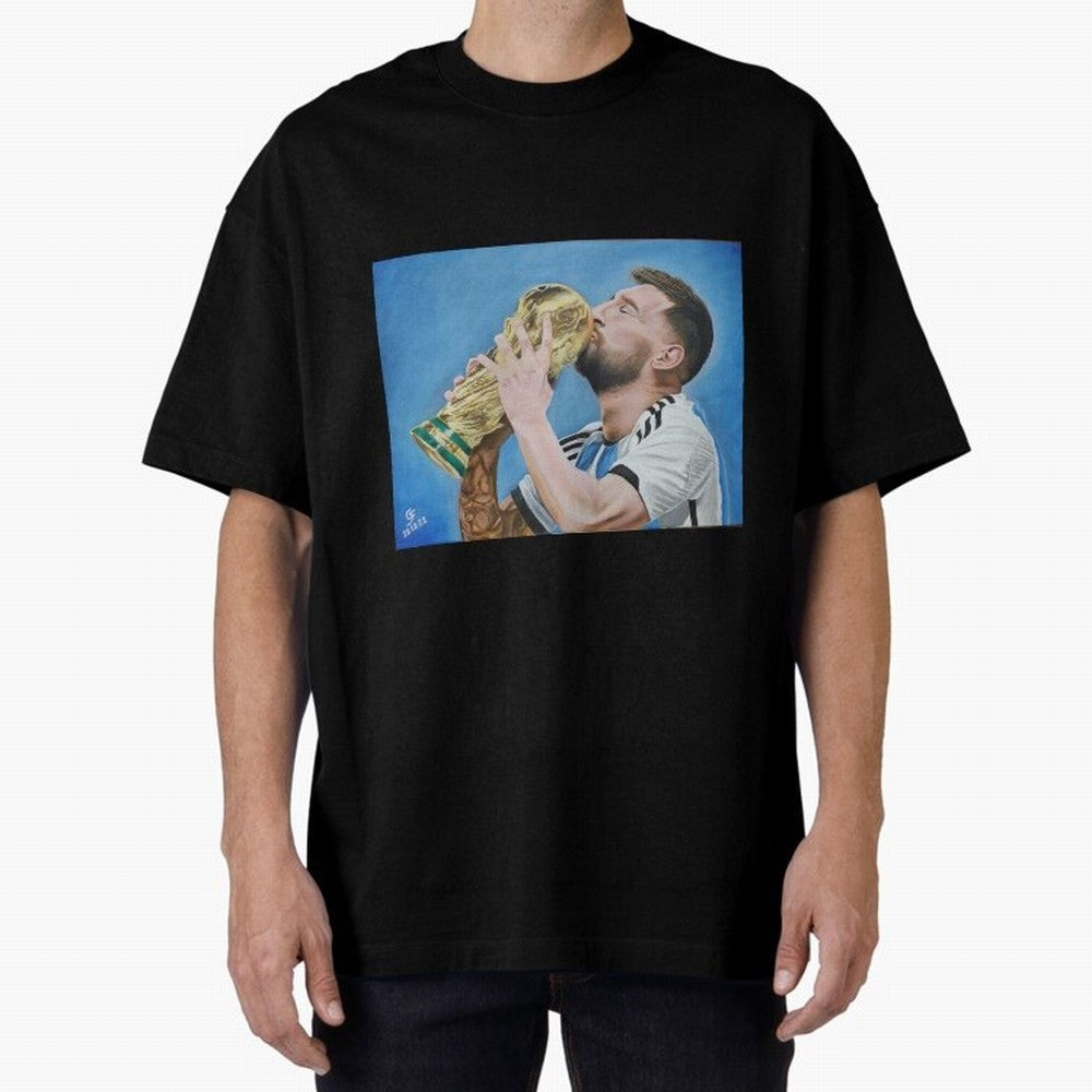 Lionel Messi Oversized T-Shirt Show Passion for the Stars of Global Football Passion for FIFA World Cup 2026, Connected to Messi, Brazil, Championship Spirit, Famous Goals, Roaring Crowds and International Football Unity; Built for Supporters