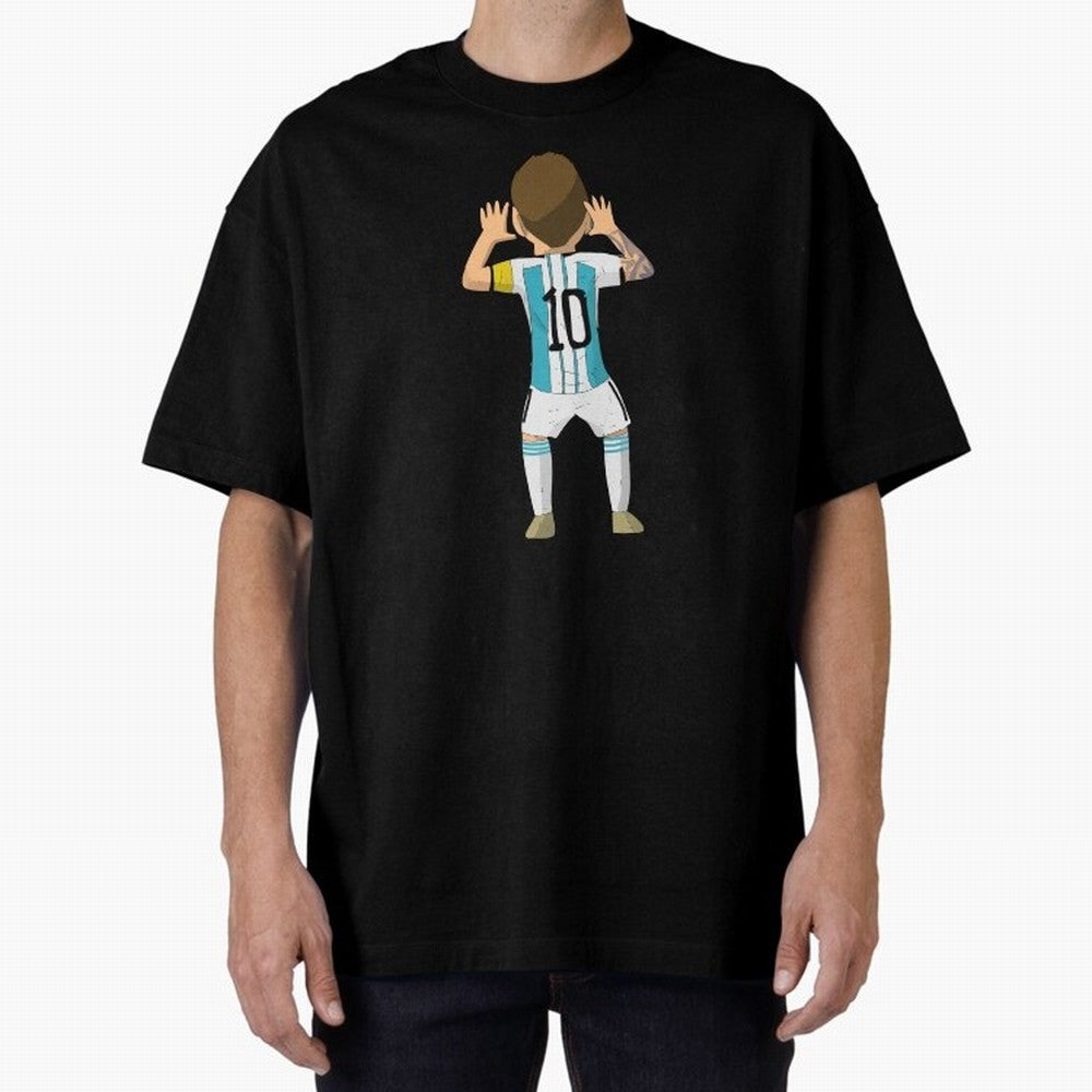Cartoon Illustration Messi vs Netherlands World Cup Qatar 2022 Oversized T-Shirt Live for the Drama of Global Football Passion for FIFA World Cup 2026 Group Stage, Featuring Haaland and Mbappe, England, Football Passion, Legendary Performances,
