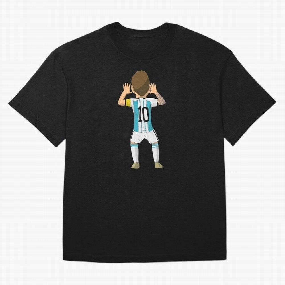 Cartoon Illustration Messi vs Netherlands World Cup Qatar 2022 Oversized T-Shirt Live for the Drama of Global Football Passion for FIFA World Cup 2026 Group Stage, Featuring Haaland and Mbappe, England, Football Passion, Legendary Performances,