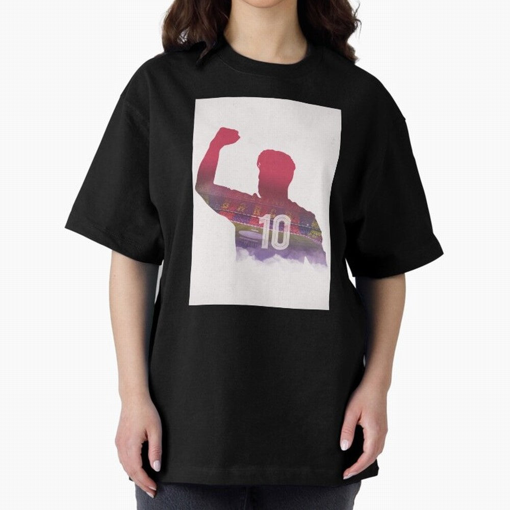 Lionel Messi Artwork Oversized T-Shirt Show Championship Spirit for Global Football Passion for FIFA World Cup 2026, with Messi and Cristiano Ronaldo, England, France and Netherlands, Global Supporter Spirit, Legendary Goals, National Colors and