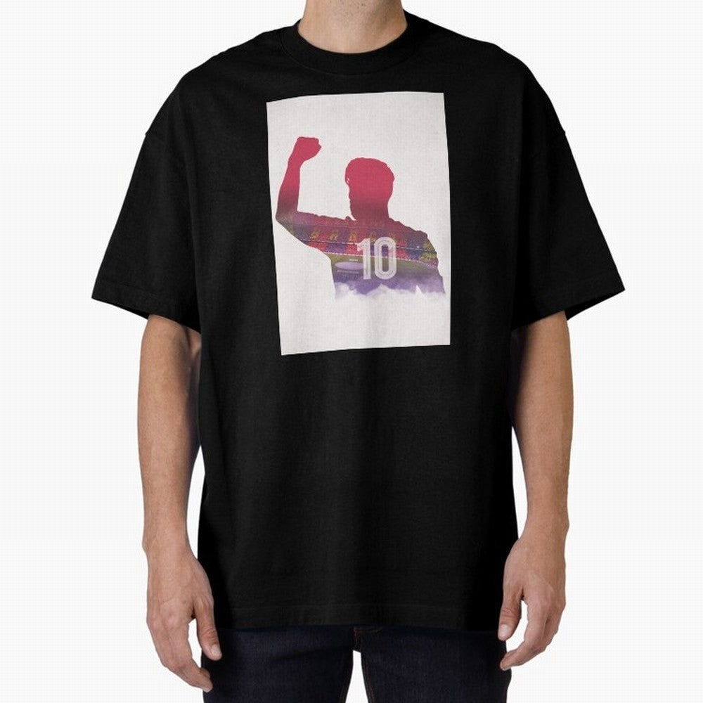 Lionel Messi Artwork Oversized T-Shirt Show Championship Spirit for Global Football Passion for FIFA World Cup 2026, with Messi and Cristiano Ronaldo, England, France and Netherlands, Global Supporter Spirit, Legendary Goals, National Colors and
